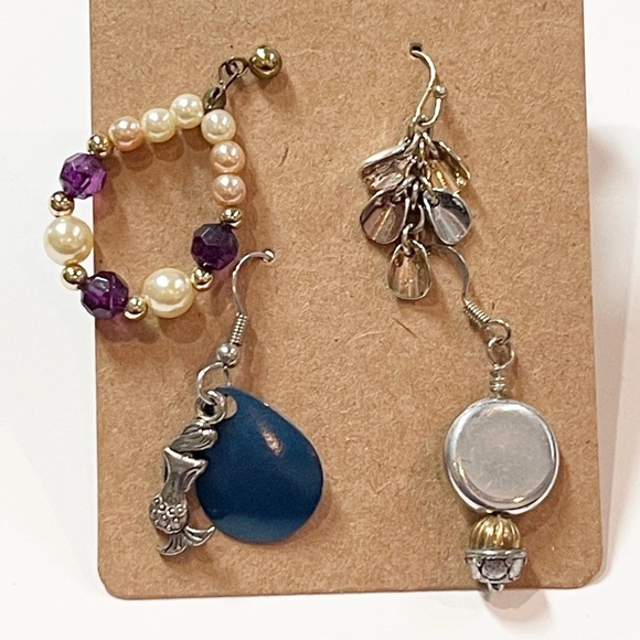 Vintage Jewelry - Vintage Mismatched Beaded Boho Earrings